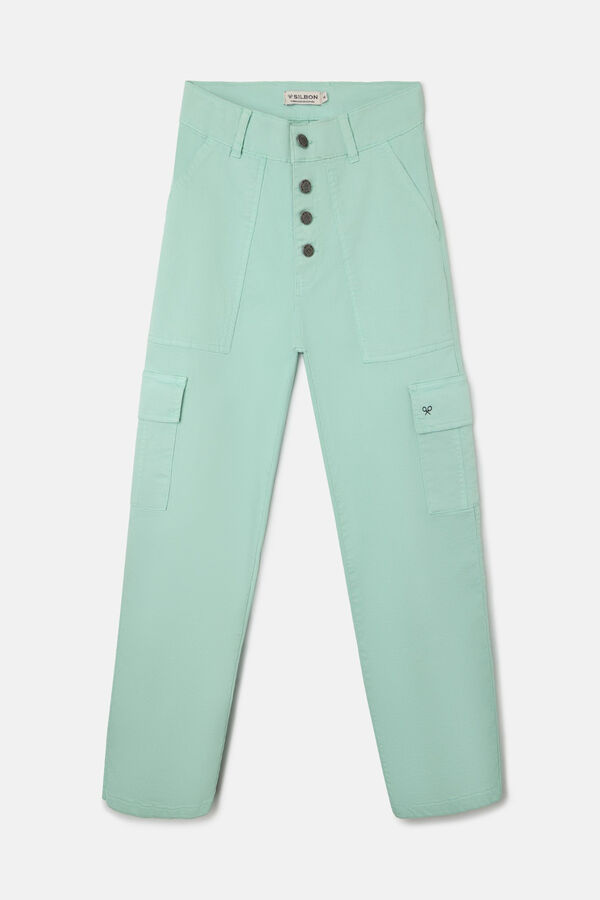 Silbon Calça cargo jeans Verde