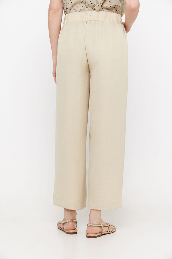 Cortefiel Wide ankle-length trousers Beige