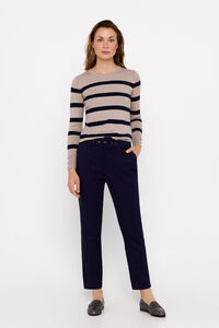 Cortefiel Dress trousers with belt Navy