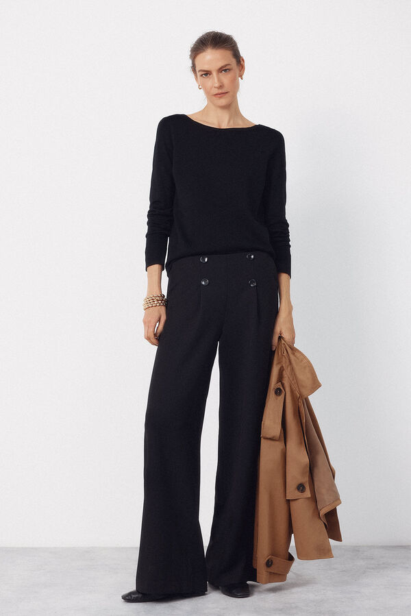 Cortefiel Boat neck jumper Black