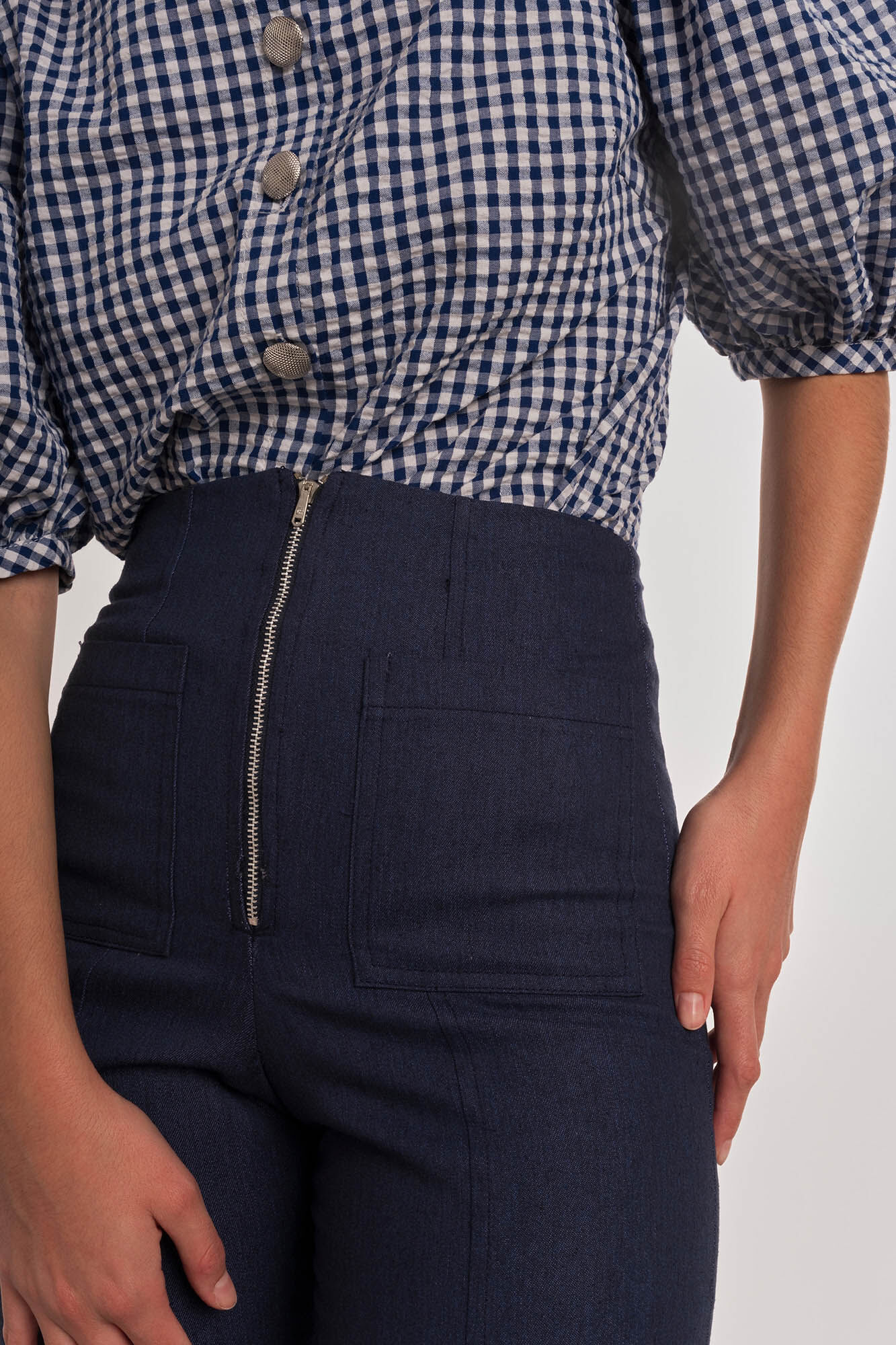 Camisa cuadros vichy manga abullonada Blusas de mujer Cortefiel