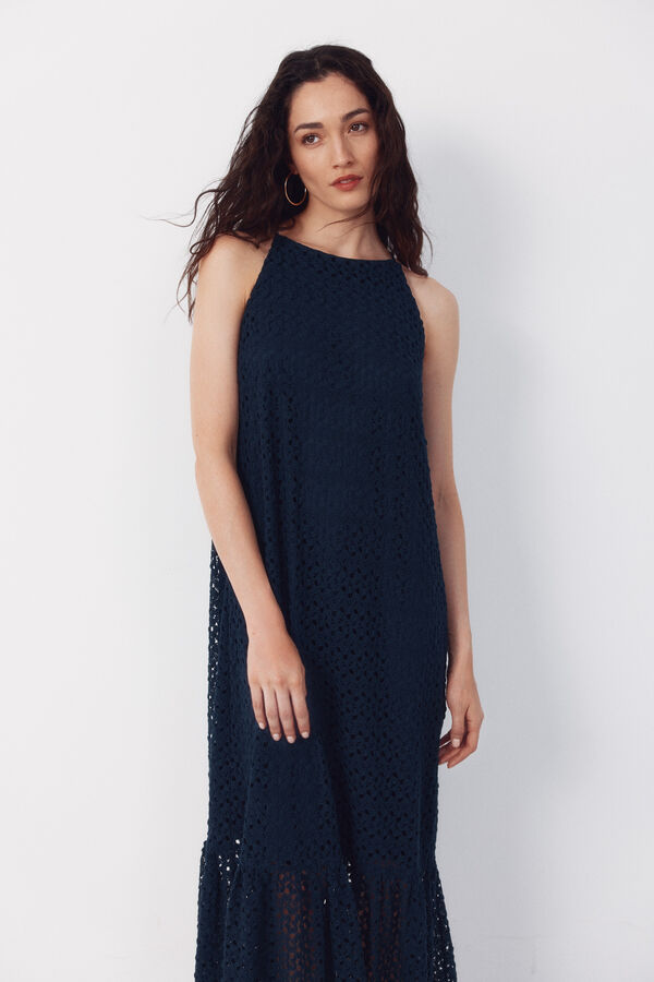 Cortefiel Structured halterneck dress Navy
