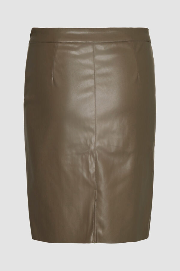 Cortefiel Short faux leather skirt Grey