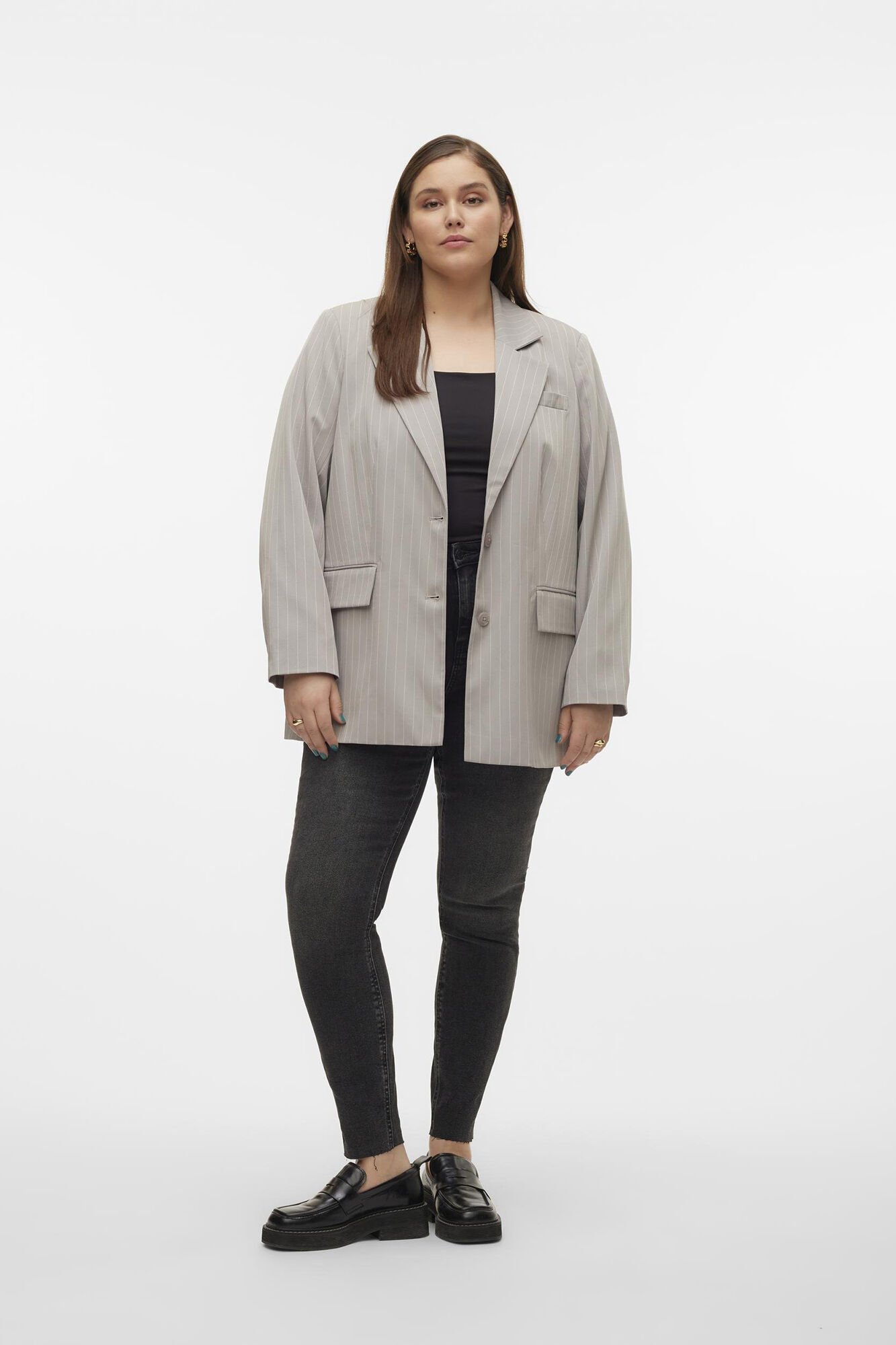 Plus size striped blazer Women s blazers Cortefiel