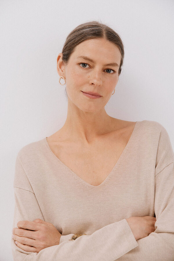 Cortefiel V-neck jumper Nude