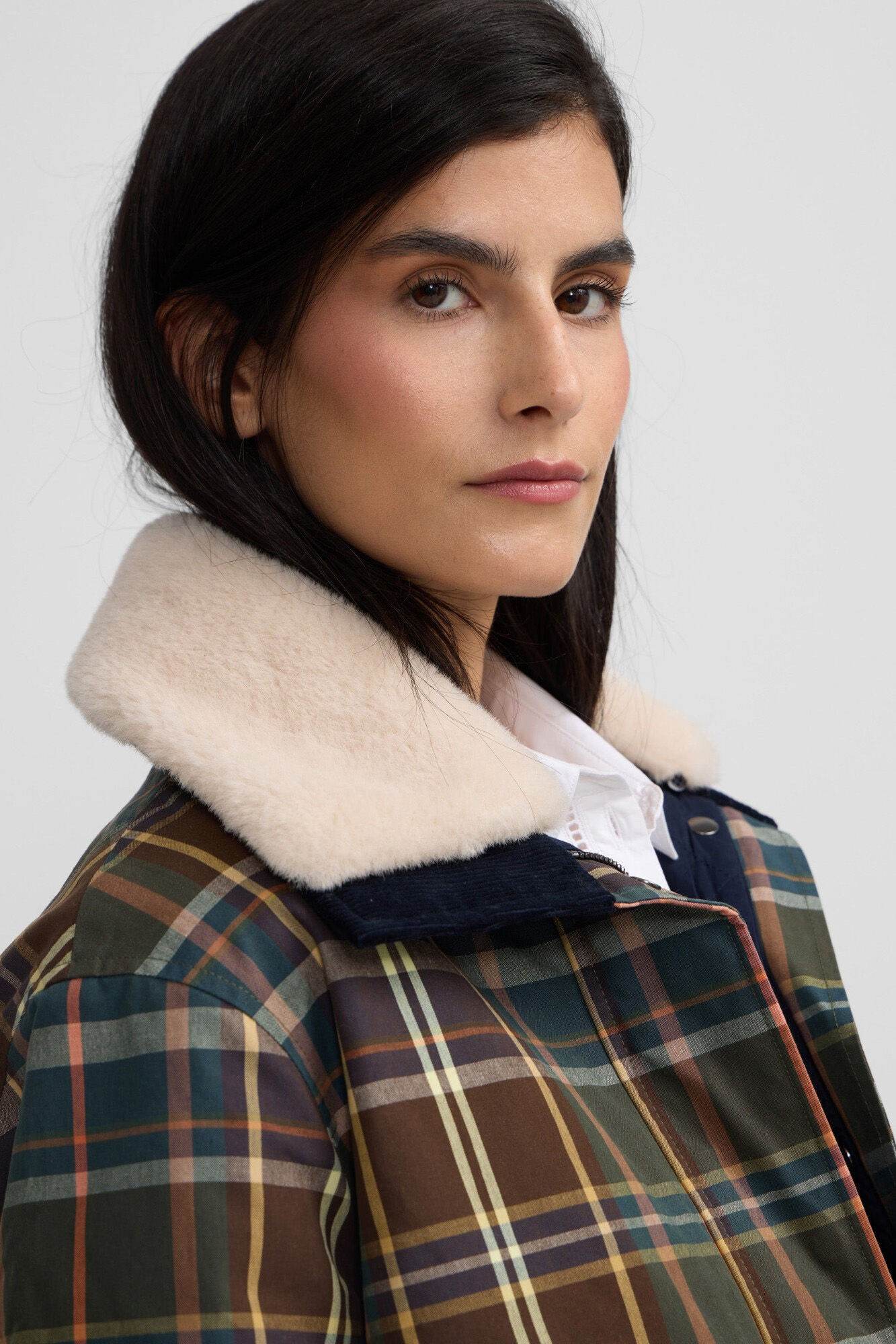 Silbon Cazadora encerada borrego cuadros