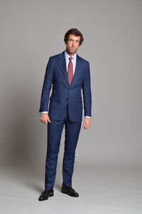 Cortefiel Suit Birdseye Blue British Collection Blue