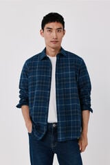 Cortefiel Cotton plaid shirt Blue