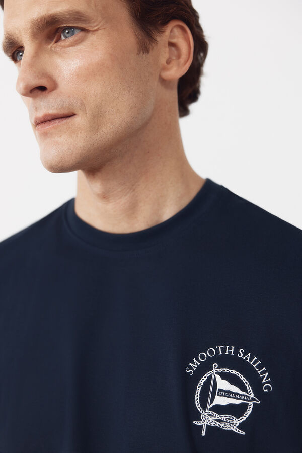 Cortefiel Sailing graphic T-shirt Navy