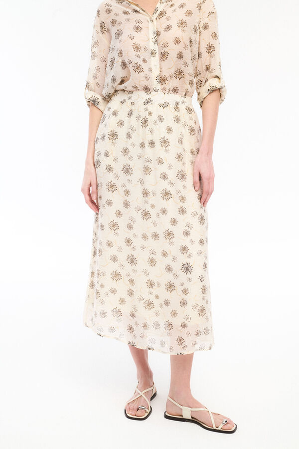 Vila Saia midi estampada com viscose Cinzento