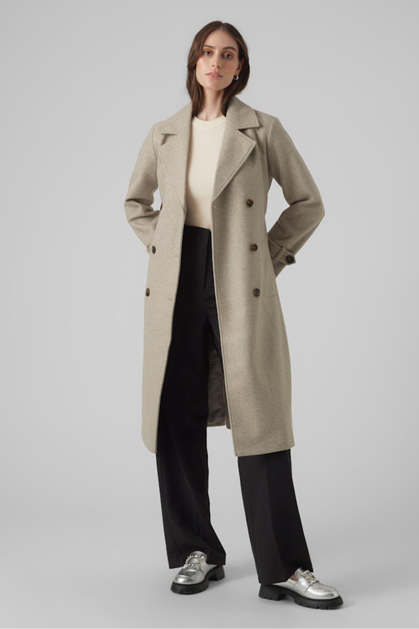 Vero Moda Abrigo de pa&ntilde;o manga larga