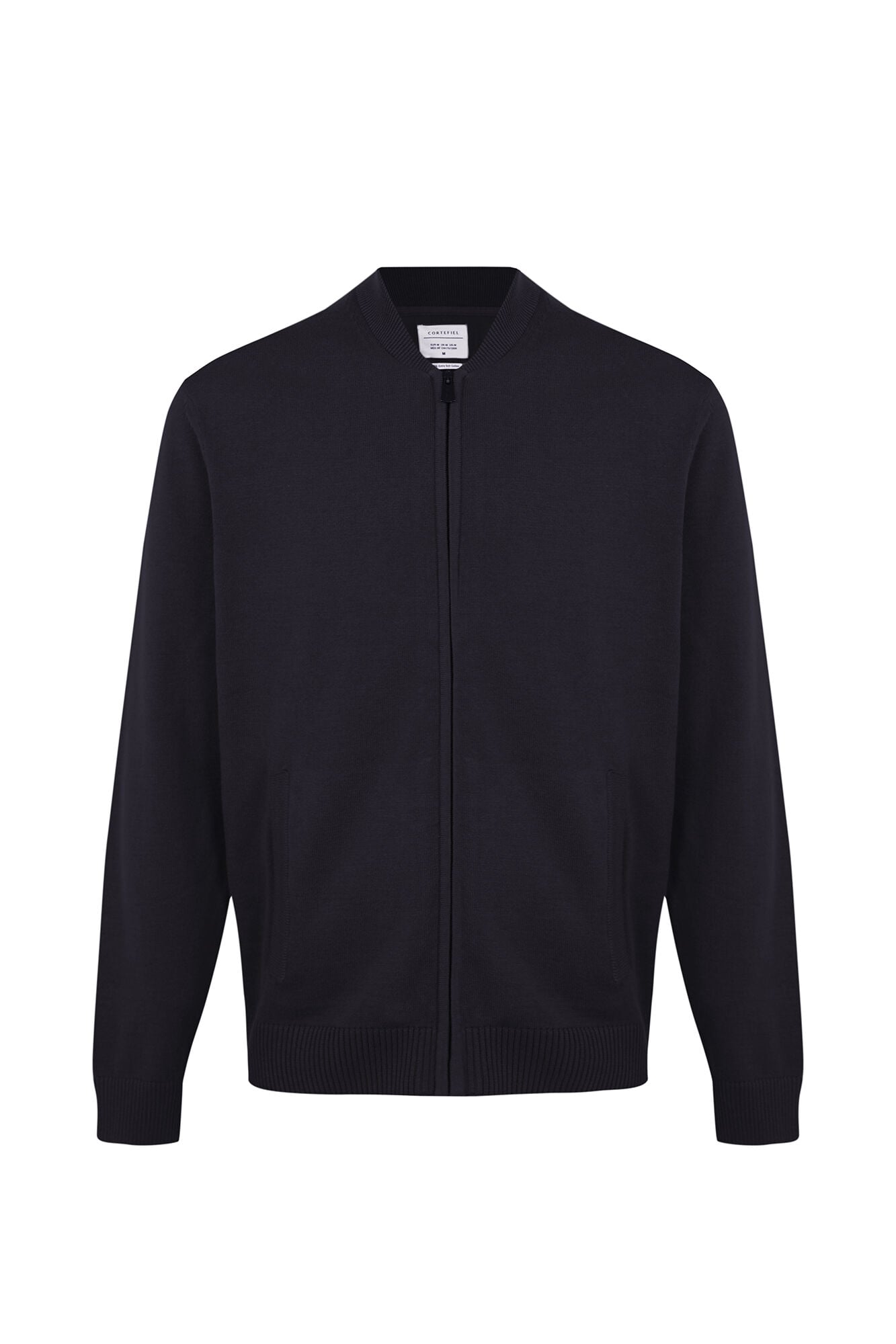 Cortefiel Cotton fine knit zip fastening cardigan