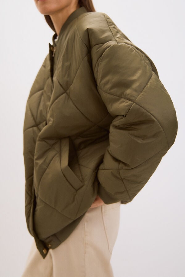 Cortefiel Padded bomber jacket Kaki