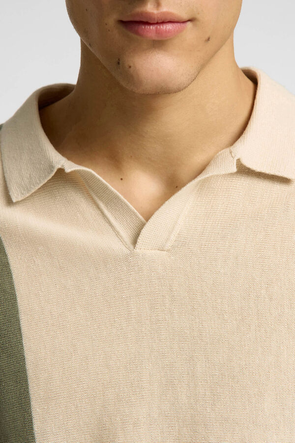 Selected Polo de malha com gola aberta Cinzento