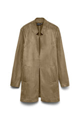 Vero Moda Casaco comprido efeito camur&ccedil;a Castanho