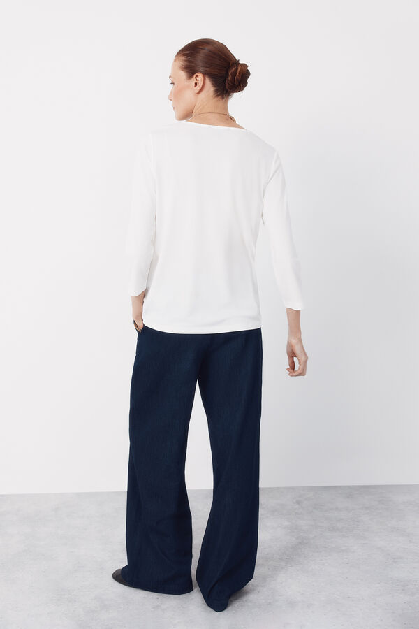 Cortefiel V- neckline top with buttons Ivory