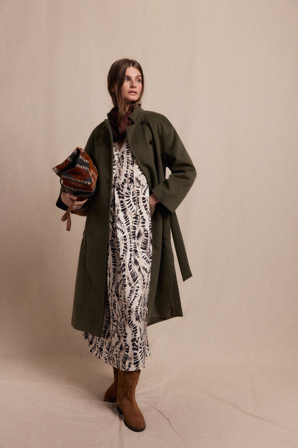 Slowlove Vestido estampado pliegue Ecru