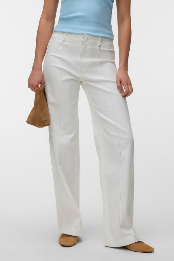Vero Moda Cal&ccedil;a larga em ganga Branco