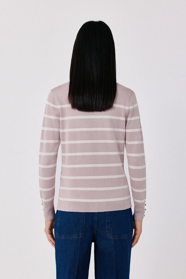 Cortefiel Striped fine knit jumper Pink