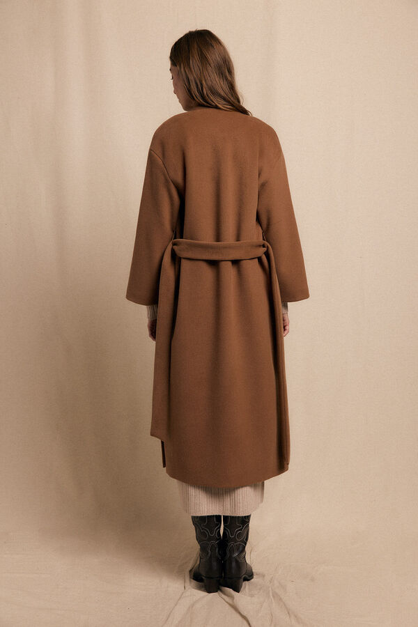 Slowlove Abrigo largo con doble botonadura Beige