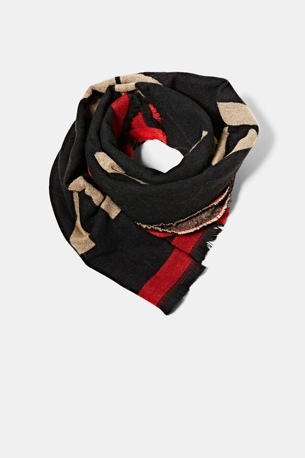 Cortefiel Multicoloured logo scarf in recycled material Black
