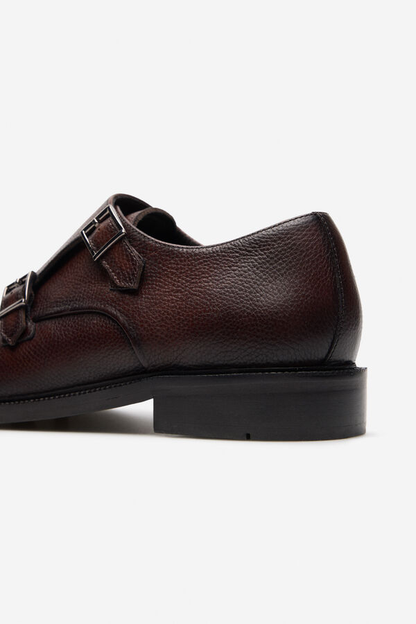 Cortefiel Double-buckle dress shoe Dark brown