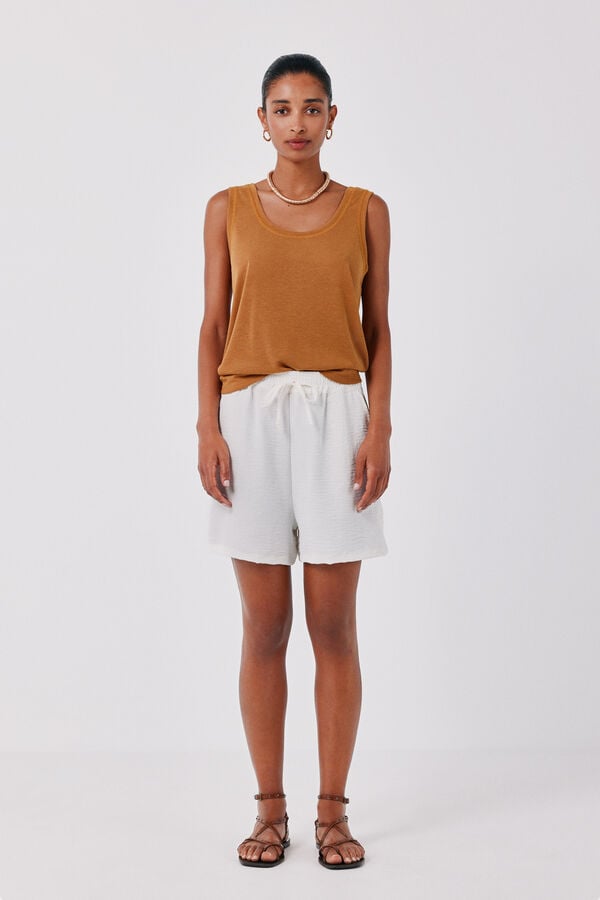 Cortefiel Top with rustic effect straps Dark brown