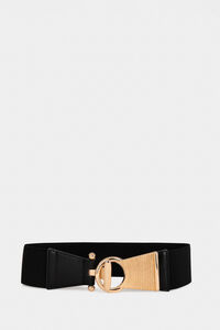 Cortefiel Elasticated belt with toggle clasp. Black