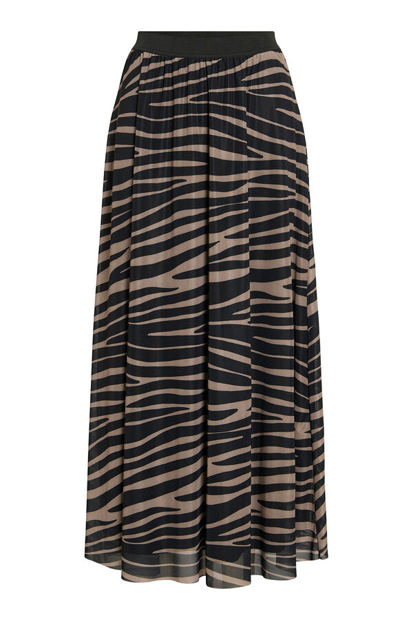 Cortefiel Long printed skirt Dark brown