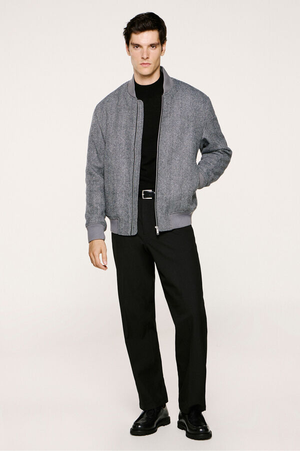 Selected Blusão bomber de lã  Cinzento