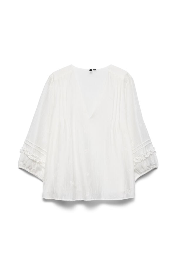 Vero Moda Curve Blusa fluida com manga a tr&ecirc;s quartos Branco