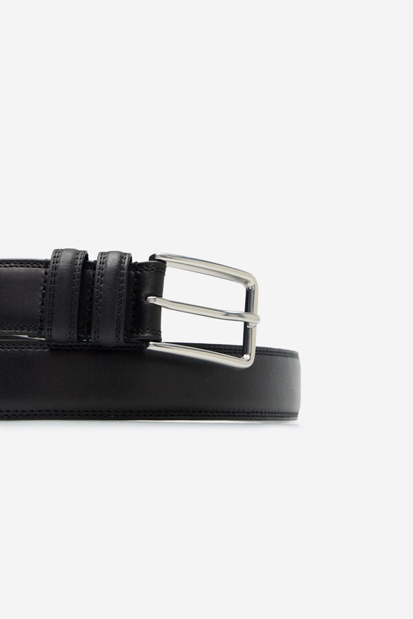 Cortefiel Casual leather belt Black