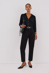 Cortefiel Elastic buttons shirt Black