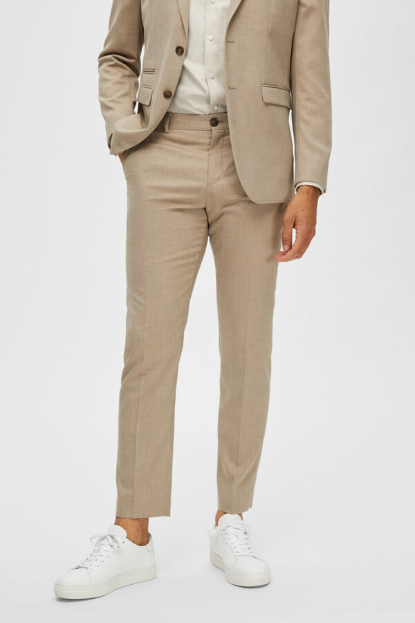 Cortefiel Slim fit suit trousers with wool Brown