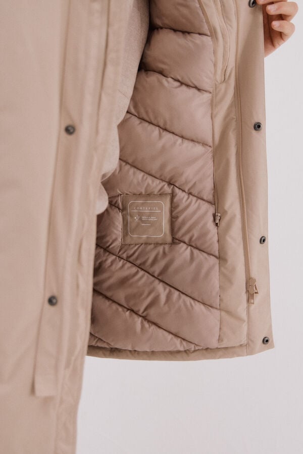 Cortefiel Technical parka with removable lining Beige