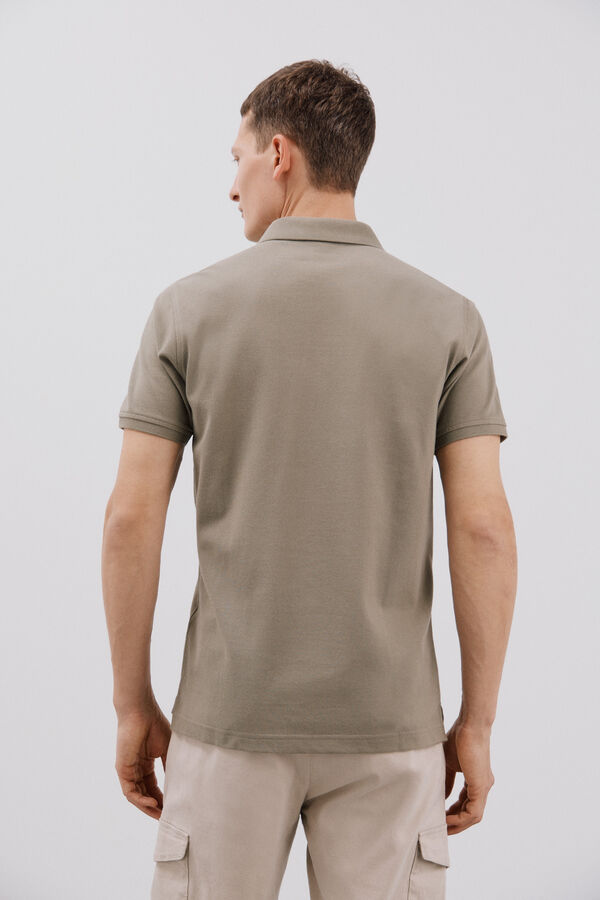 Cortefiel Essential slim fit piqué polo shirt Kaki