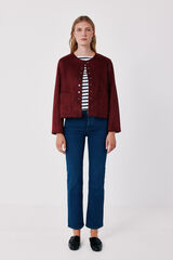 Cortefiel Faux suede jacket Maroon