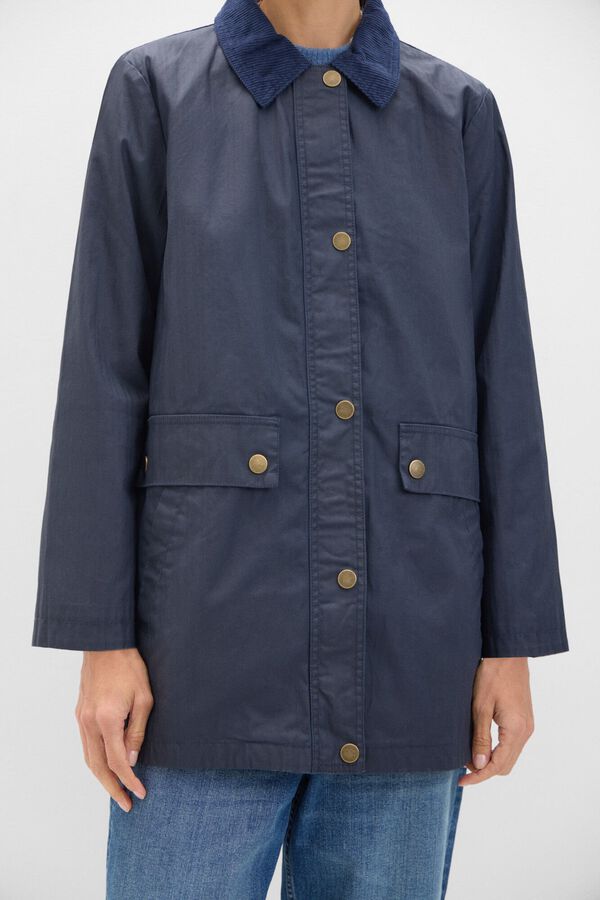 Cortefiel Long waxed coat Navy