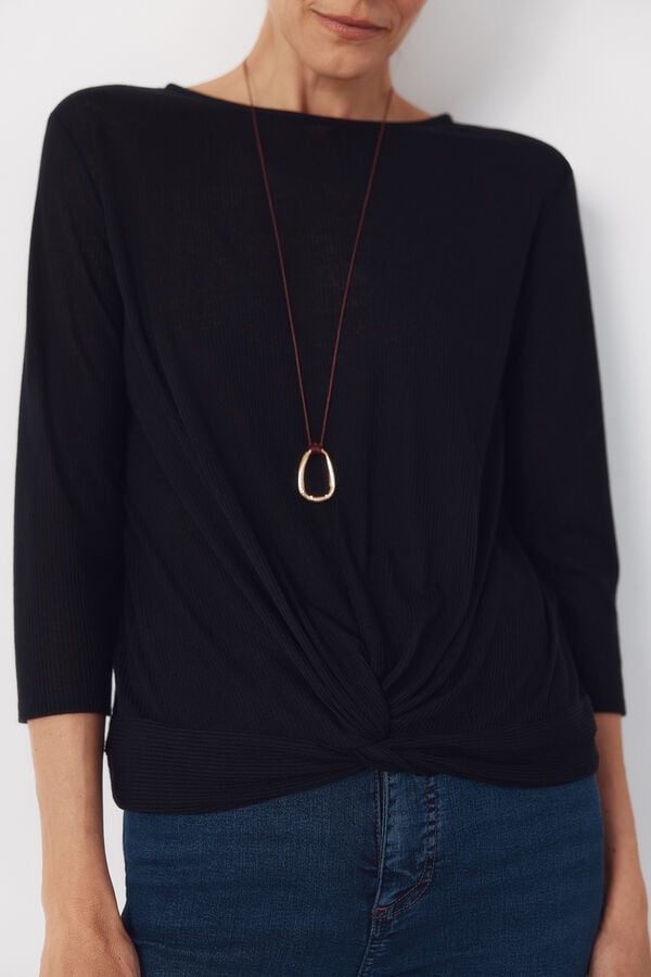 Cortefiel Knot t-shirt Black