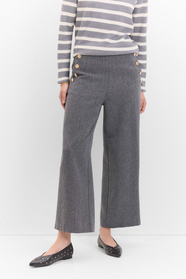 Cortefiel Cropped trousers with buttons Multicolour