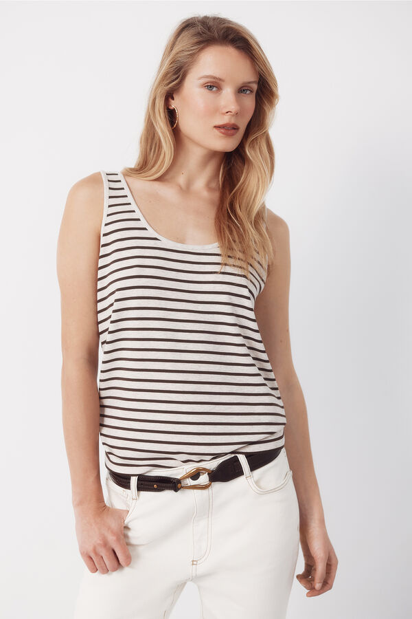 Cortefiel Straps tank top Printed brown