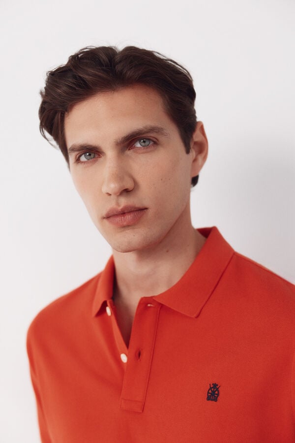 Cortefiel Piqu&eacute; basic polo shirt Coral