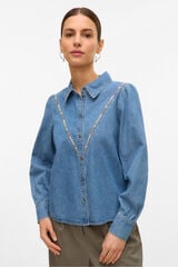 Vero Moda Camisa denim com detalhe bordado Azul