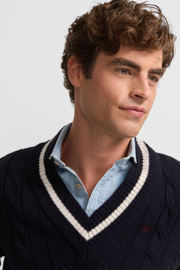 Silbon Classic college stripe jersey Navy