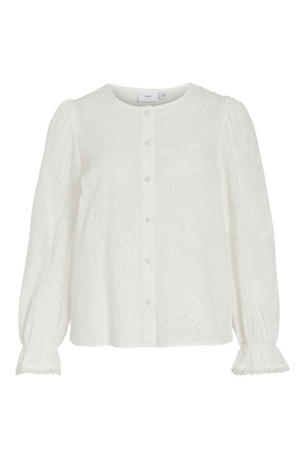 Vila Blusa de manga comprida em algod&atilde;o org&acirc;nico Branco