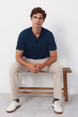 Cortefiel Textured polo shirt Navy