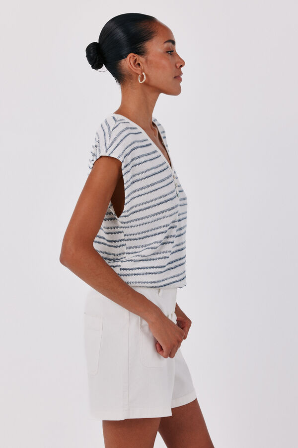 Cortefiel Striped structure T-shirt Navy