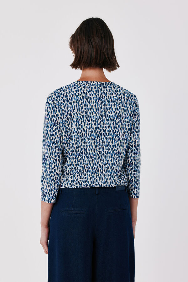 Cortefiel Henley T-shirt Printed blue