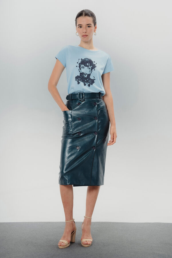 Dolores Promesas Celeste Dolores Illustrated T-shirt Blue
