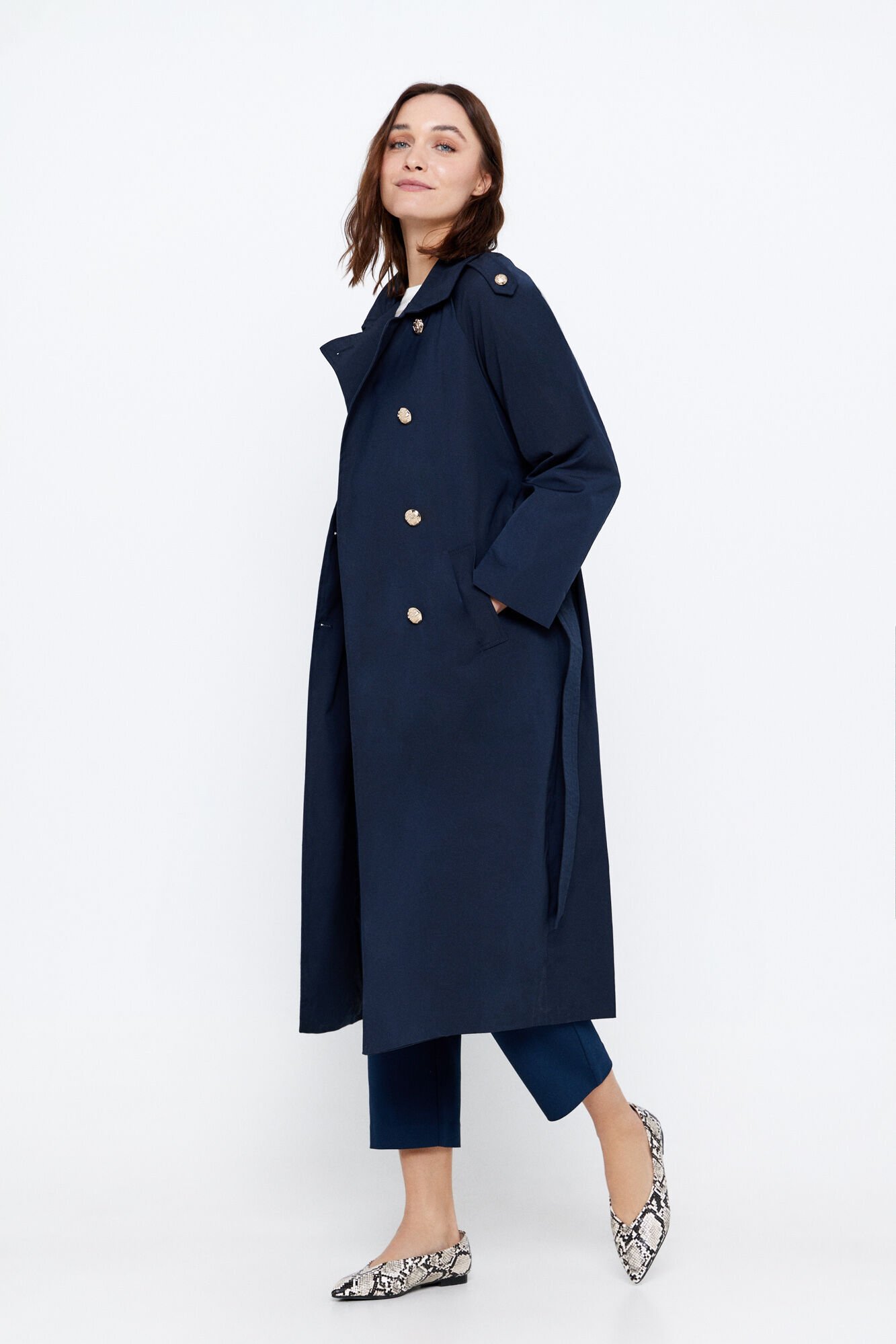 Gabardina larga marina Gabardinas de mujer Cortefiel